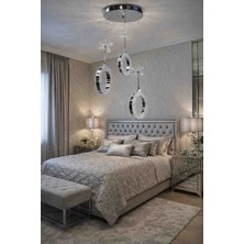 Kafkas Modern Kristal Halka Avize – 3’lü LED Tasarım I Salon & Yatak Odası Avizesi