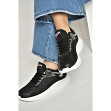 Fox Shoes Y702500804 Siyah Kumaş Kalın Tabanlı Spor Ayakkabı Sneakers