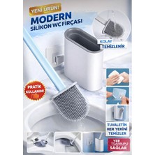 Yeterx Modern Silikon Wc Fırçası Duvara Monte Hazneli Kolay Temizlenir Tuvalet Fırçası
