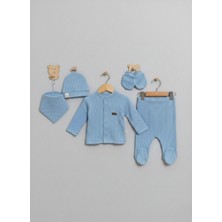 Babytex Yenidoğan Bebek 5’li Hastane Çıkışı Seti | Pamuk Takım (Zıbın, Pantolon, Şapka, Eldiven, Önlük)