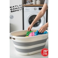 Calvera 26 Litre Katlanabilir Silikon Çamaşır Sepeti - Yer Tasarrufu Sağlayan Akordiyon Sele