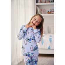 İsobel Kids %100 Pamuk Mavi Çizgi Filmli Kız Çocuk Pijama Takımı