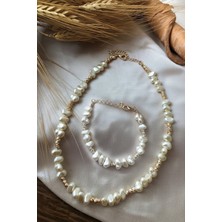 Atalya Accessory Barok Inci Kadın Kolye ve Bileklik Seti