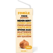 Fomilk Fındık Sütü 200 Ml Glutensiz Bitkisel Bazlı Laktozsuz Vegan Şekersiz
