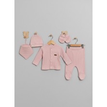 Babytex Yenidoğan Bebek 5’li Hastane Çıkışı Seti | Pamuk Takım (Zıbın, Pantolon, Şapka, Eldiven, Önlük)