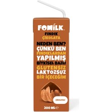 Fomilk Çikolata & Fındık Sütü 200 Ml X27 Glutensiz Bitkisel Bazlı Laktozsuz Vegan