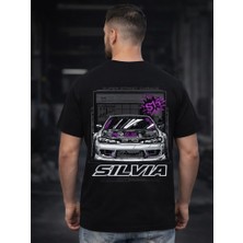 Levo Siyah Oversize Nissan Silvia S15 Monalisa Baskılı Tişört Araba Baskılı Tshirt Silvia1