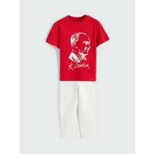 LC Waikiki Lcw Kids Kırmızı Atatürk Baskılı Erkek Çocuk Tişört ve Pantolon