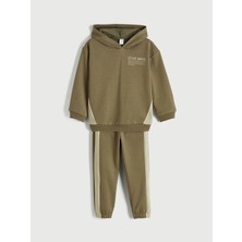 LC Waikiki Lcw Kids Haki Renk Bloklu Erkek Çocuk Kalın Eşofman Takımı