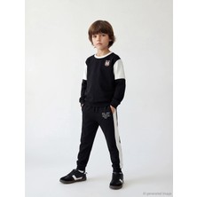 LC Waikiki Lcw Kids Siyah Beşiktaş Baskılı Erkek Çocuk Sweatshirt ve Eşofman Altı