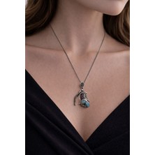 Miraç Gümüş Takı Atölyem 925 Ayar Gümüş Firuze Doğal Taş  Kolye