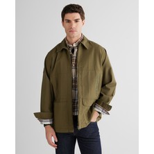 Gant Erkek Yeşil Oversize Fit Fermuarlı Logolu Gömlek 3824313T.301