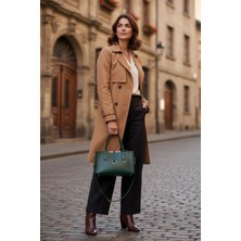 Glemix Tresse Yeşil Cilt Keseli Kadın El ve Omuz Çantası