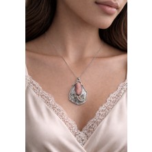 Miraç Gümüş Takı Atölyem 925 Ayar Gümüş Rodokrozit (Rhodochrosite) Doğal Taş Kolye