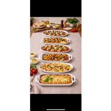 Rood Wit Tavuk Dünyası ve Oval Sunum Tabağı Seti 6 Parça