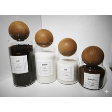 Öz Home 4'lü Ahşap Top Kapaklı Cam Kavanoz Seti 1400/1130/930/635 ml