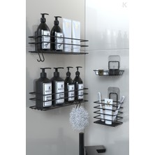 Feyza Design Şık Siyah Banyo Seti: Diş Fırçalık, Sabunluk ve 2'li Organizer