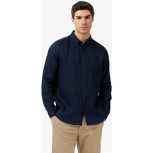 Nautica Erkek Lacivert Regular Fit Keten Gömlek W65101T.4NV