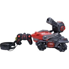 Su Topu Atan Buhar Çıkaran Bilek Kontrollü Sarjlı Kumandalı Sesli Işıklı Tank Köpek Balığı 20 cm