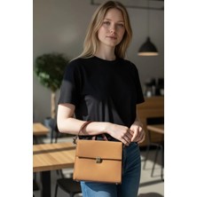 Glemix Nerasy Taba Süet Vintage Tasarım Kadın Omuz Çantası