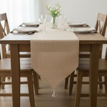Dyris 50X200 cm Doğal Jüt Runner – Bohem & Rustik Dekoratif Masa Örtüsü, Püskül Detaylı Uzun Runner