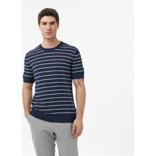 Nautica Erkek Lacivert Regular Fit Kısa Kollu Çizgili Triko S65107T.4NV