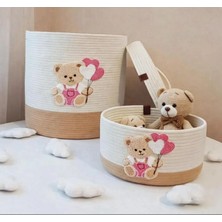 Berçak Home Bebek Çocuk Odası ,düzenleyici Punch Işlemeli Saklama Kutusu, Oyuncak Sepeti, Hasır Sepet