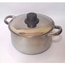 abnturk 19CM Kapaklı Çelik Tencere 2 Litre Tabansız Sos ve Yemek Isıtmak Için Çelik Kapaklı Mini Tencere