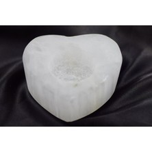 Doğaltaş Selenit Kalp Mumluk