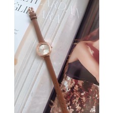 Milabella Vivienne Taba Cilt Deri Kordonlu Yuvarlak Minimal Kadın Kol Saati