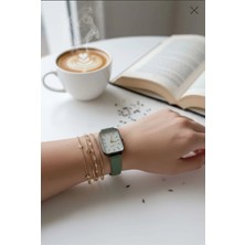 Milabella Nicole Mint Yeşili Cilt Deri Kordonlu Kare Minimal Kadın Kol Saati