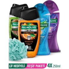 Palmolive 250 ml 4'lü Duş Jeli Keşif Seti + Duş Lifi Hediye