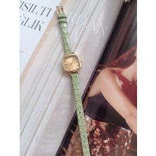 Milabella Seraphina Mint Yeşili Kroko Deri Kordonlu Yeşil Kare Minimal Kadın Kol Saati