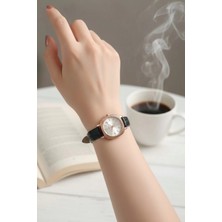 Milabella Quintessa Siyah Yılan Deri Kordonlu Geometrik Minimal Kadın Kol Saati