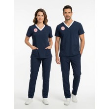 Pratik Medikal Sorumlu Hemşire Forması Likralı Scrubs Takım Unisex Patriot Blue Yeni Yönetmeliğe Uygun