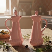 Minole 2'li Seramik Yağdanlık Seti - Kapaklı ve Kulplu Şık Tasarım 2 Adet Yağlık