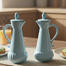 Minole 2'li Seramik Yağdanlık Seti - Kapaklı ve Kulplu Şık Tasarım 2 Adet Yağlık