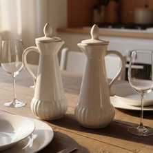 Minole 2'li Seramik Yağdanlık Seti - Kapaklı ve Kulplu Şık Tasarım 2 Adet Yağlık