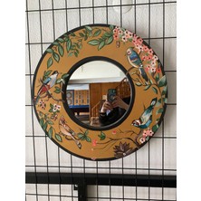 Ahşabın Ruhu Ahşap Boyama Dekoratif Yuvarlak Ayna