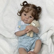 LunaDefano 48 cm Reborn Bebek Kumaş Gövdeli El Köklü Kıvırcık Saçlı 19 Inç