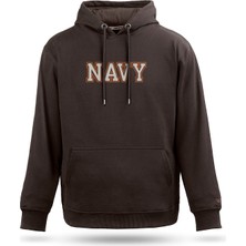 Tarrzzcom Unisex Denizci Tasarım Kapşonlu Sweathirt %100 Pamuk 3 Iplik Kanguru Cepli Hoodie