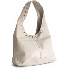 Glemix Arvia Vizon Cilt Zımba Detaylı Kadın El ve Omuz Çantası