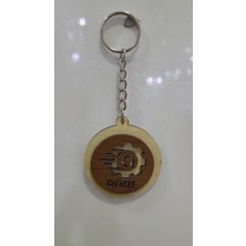 Es Dekor Çift Taraflı Ahşap Metal Anahtarlık 1 Adet