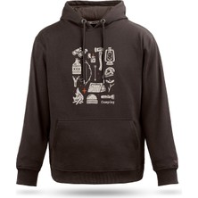 Tarrzzcom Unisex Kampçı Tasarım Kapşonlu Sweathirt %100 Pamuk 3 Iplik Kanguru Cepli Hoodie