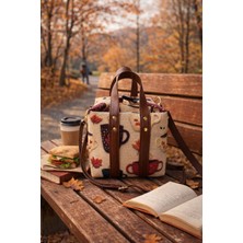 Talking Dreams Nakış Kahve Desenli Yemek Çantası