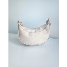 Glemix Vanya Krem Süet Mini Fermuar Kapamalı Kadın El ve Omuz Çantası