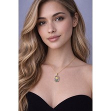 Aurevyn Design Altın Kaplama Mor Mineli Ayçiçeği Figürlü Kadın Kolye