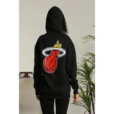 Glam Love Kapşonlu Baskılı Sweetshirt - Siyah