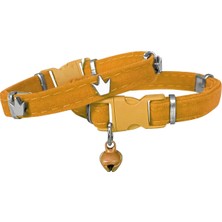 Indispensablely Kadife Kedi Boyun Tasması King 20-32 cm Sarı