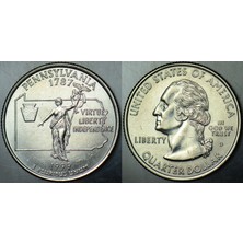 Banknoting Amerika Çeyrek Dolar 1999 D Eyaletler Serisi-Pennsylvanıa. Çilaltı.